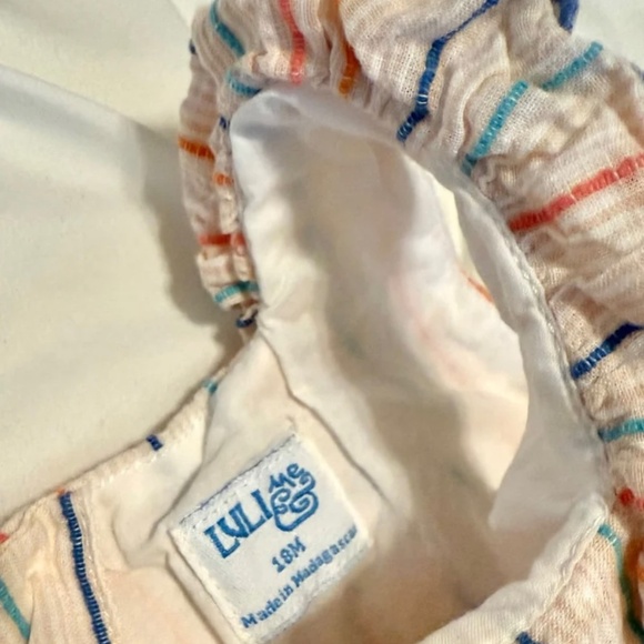 Luli & Me - 18mos Girl's Multicolor Striped Dress with scalloped detailing - Picture 3 of 4